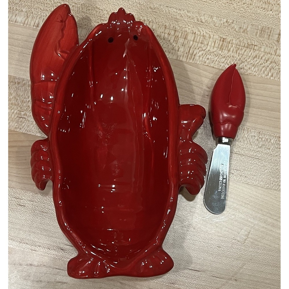 Lobster Butter Dip Bowl Boston Warehouse 2008 Ceramic 8"‎ x 4" x 1.5" Deep
